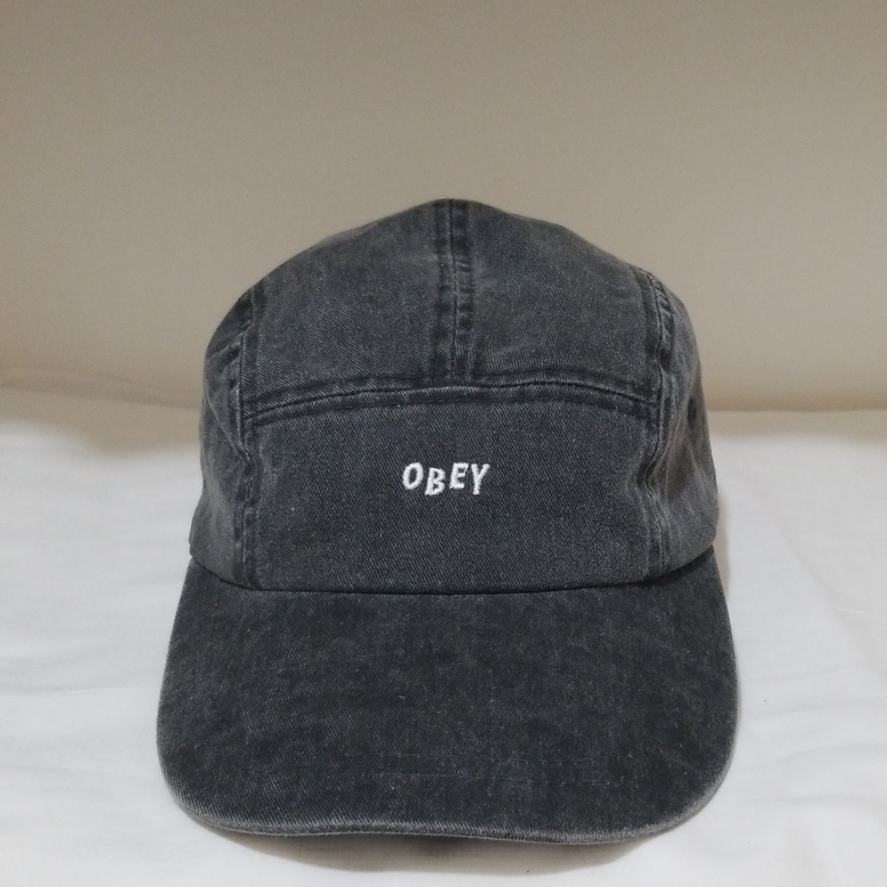 Obey Decades Black 5 Panel Strapback Hat